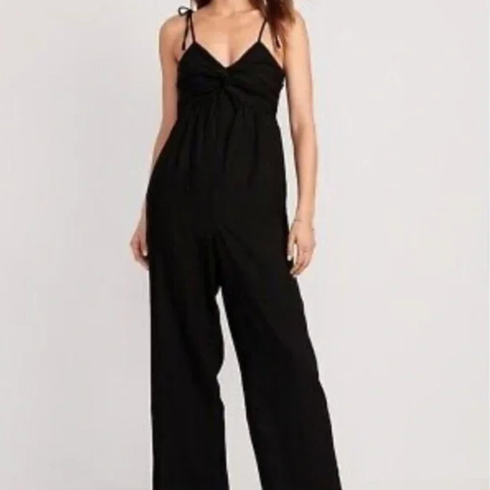 Old Navy Twist Front Camisole Tie Black Jumpsuit